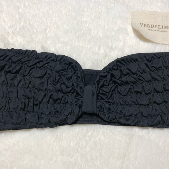 NEW Verdelimon Swimwear Loira Bikini Top Luxury Colombia Ruching Black Unique - Picture 2 of 4